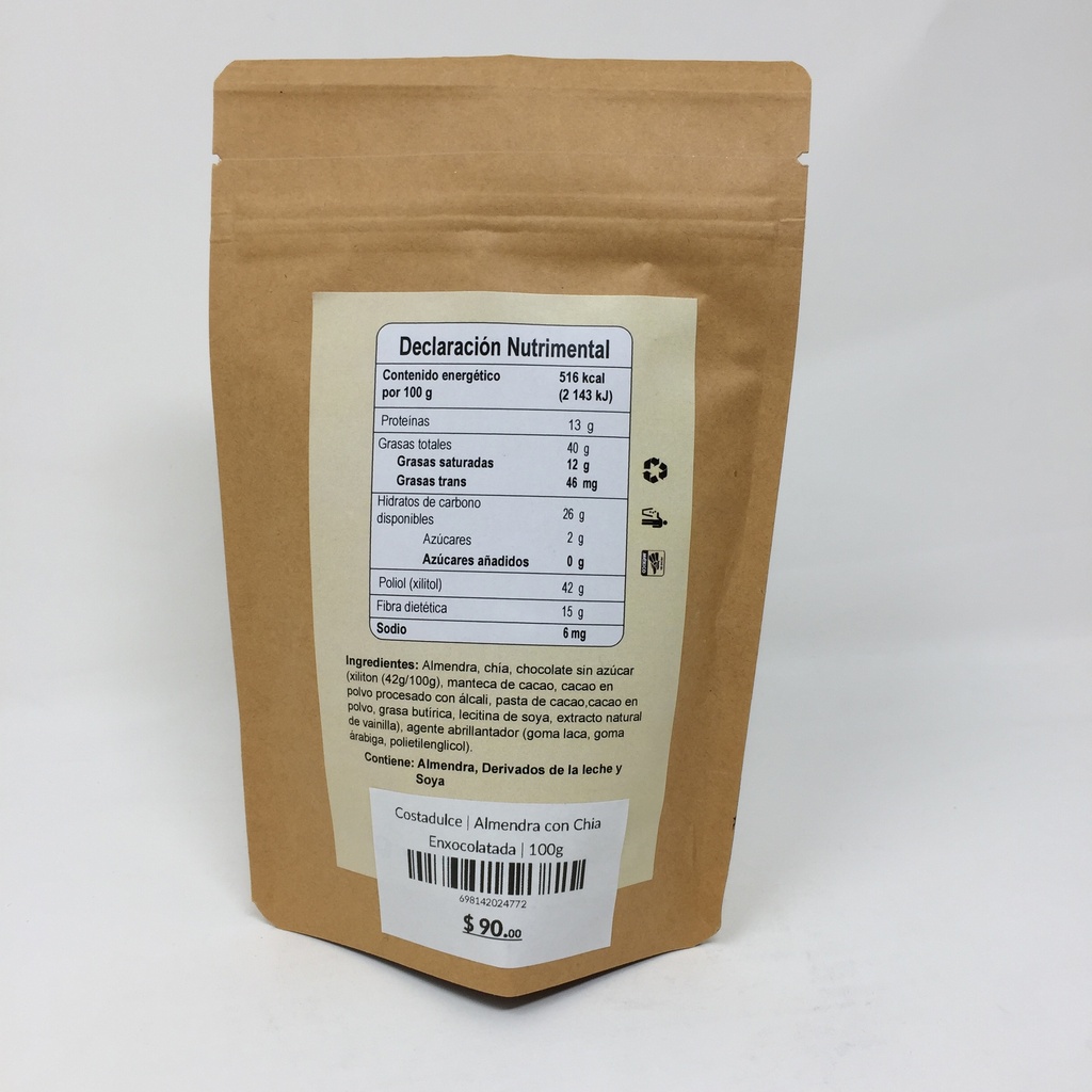 Costadulce | Almendra con Chia Enxocolatada | 100g