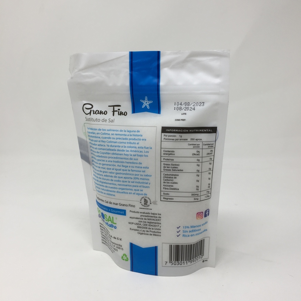 Ecosal | Sal de Mar Grano Fino | 250 grs