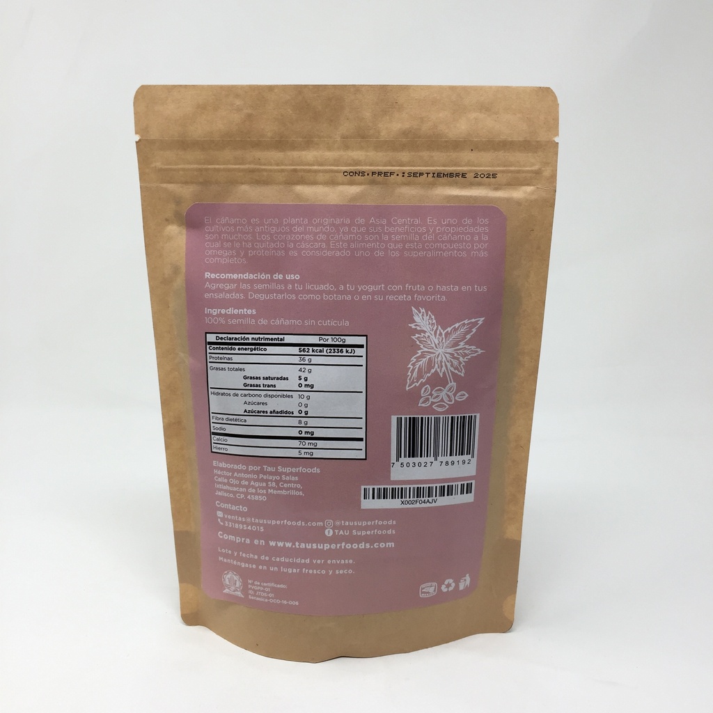 Tau | Corazones de Hemp Organico | 250 g
