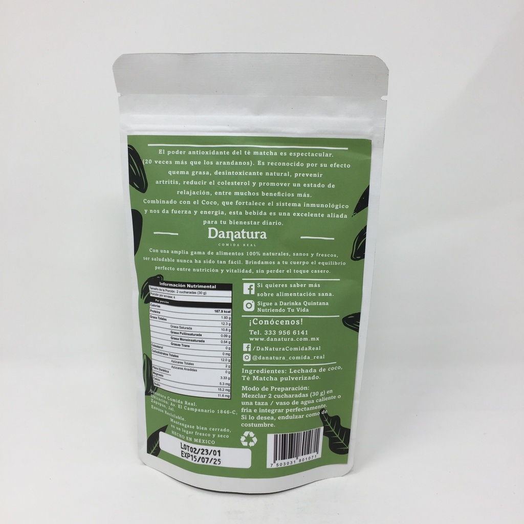 Danatura | Matcha Vegan Latte | 120 grs