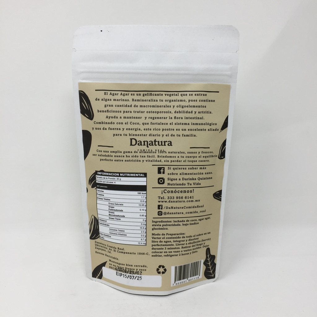 Danatura | Gelatina Vegana Coco | 140 grs