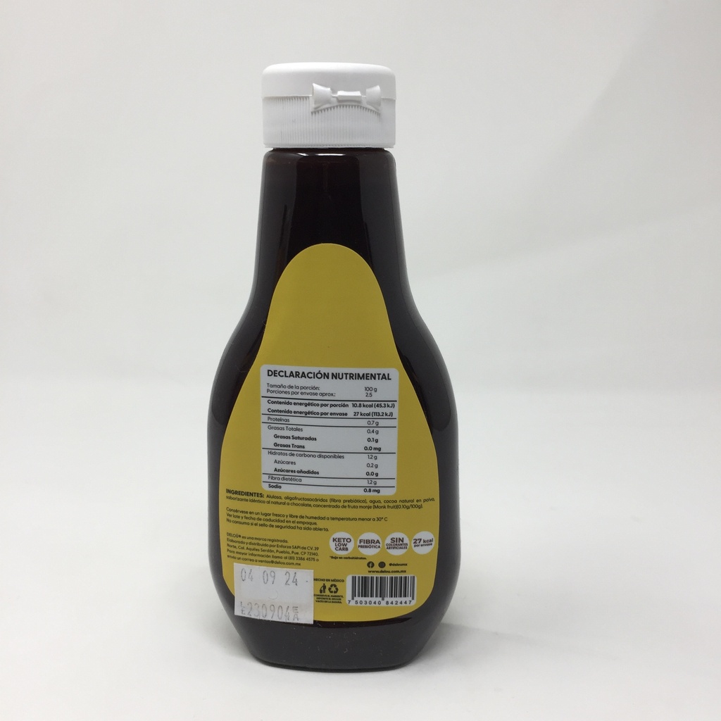 Delou | Choco Syrup Sin Azucar | 250 ml