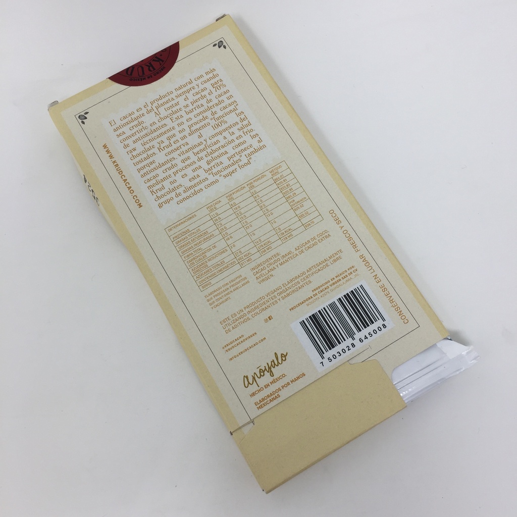 KaraDeniz | Krud Barra de Cacao Virgen con Avellana 70% | 90 grs