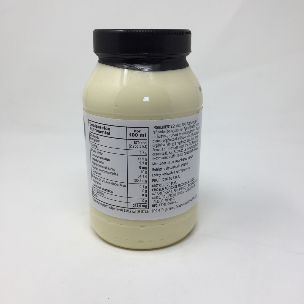 Chosen Foods | Mayonesa con Aceite de Aguacate | 946 ml