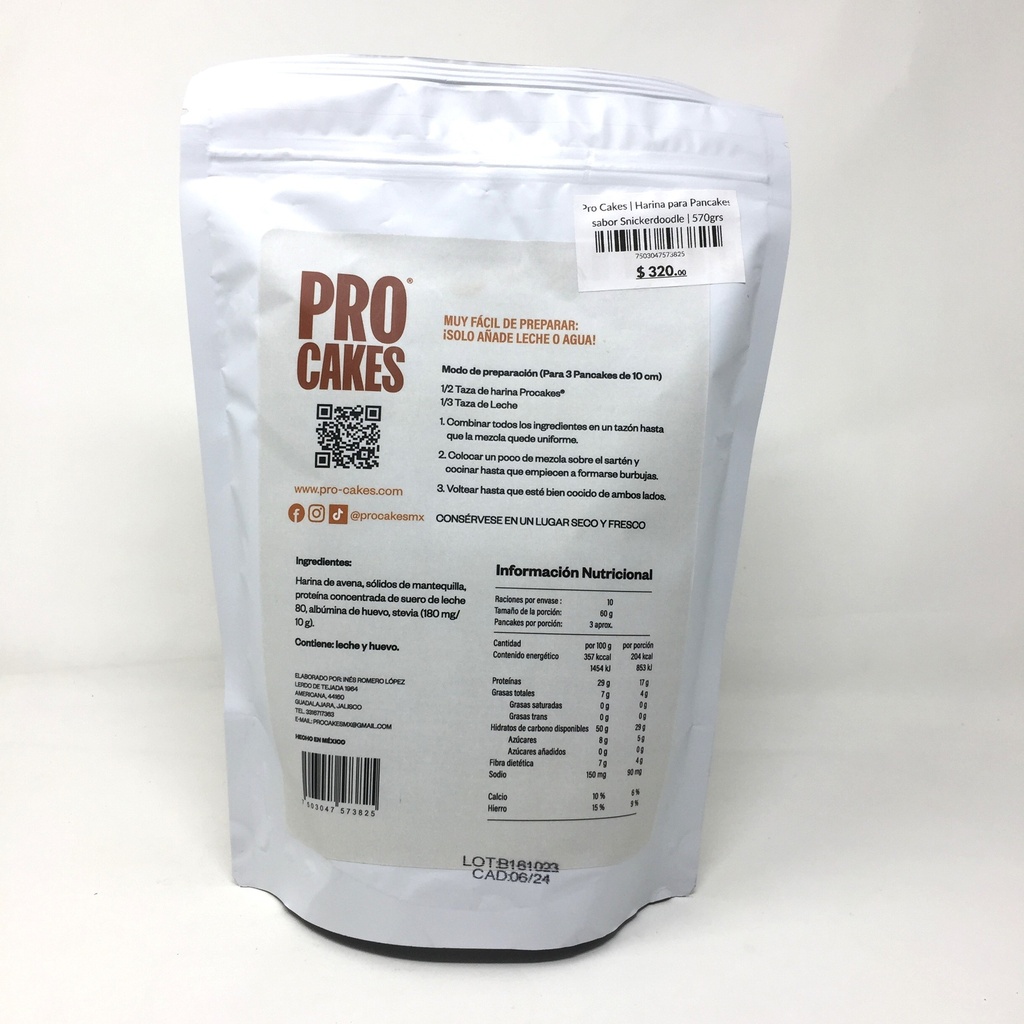 Pro Cakes | Harina para Pancakes sabor Snickerdoodle | 570grs