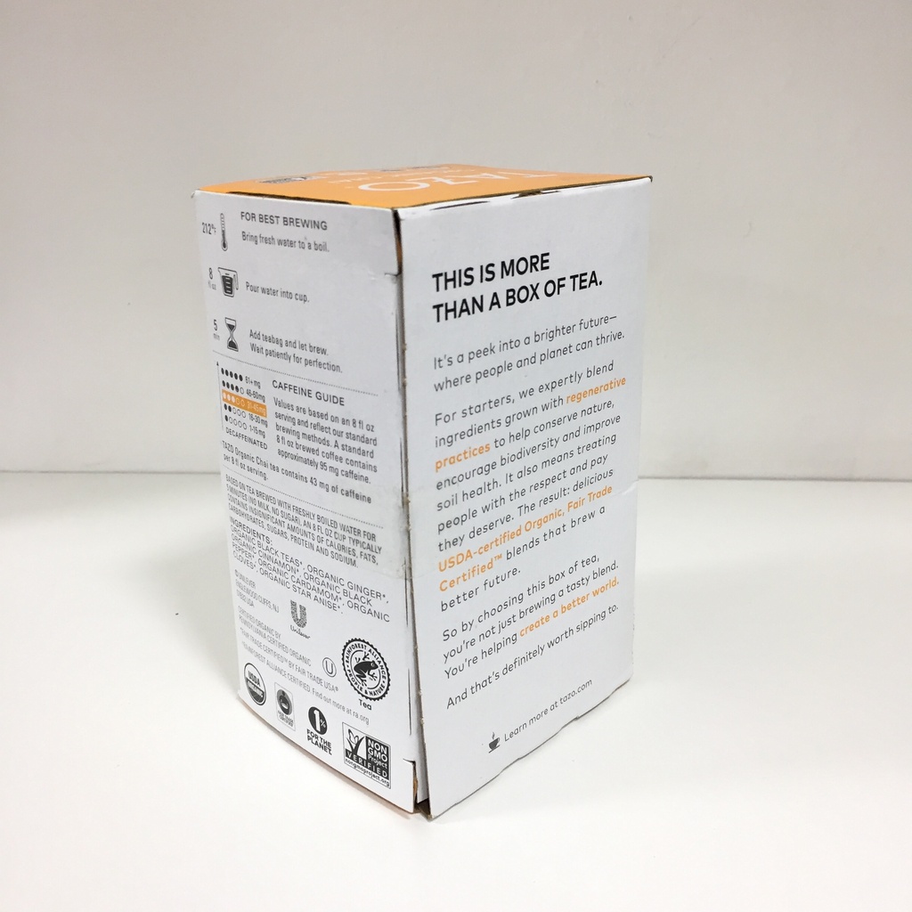 Tazo | Tea Negro Regenerativo Sabor Chai Organico | 16Bolsas