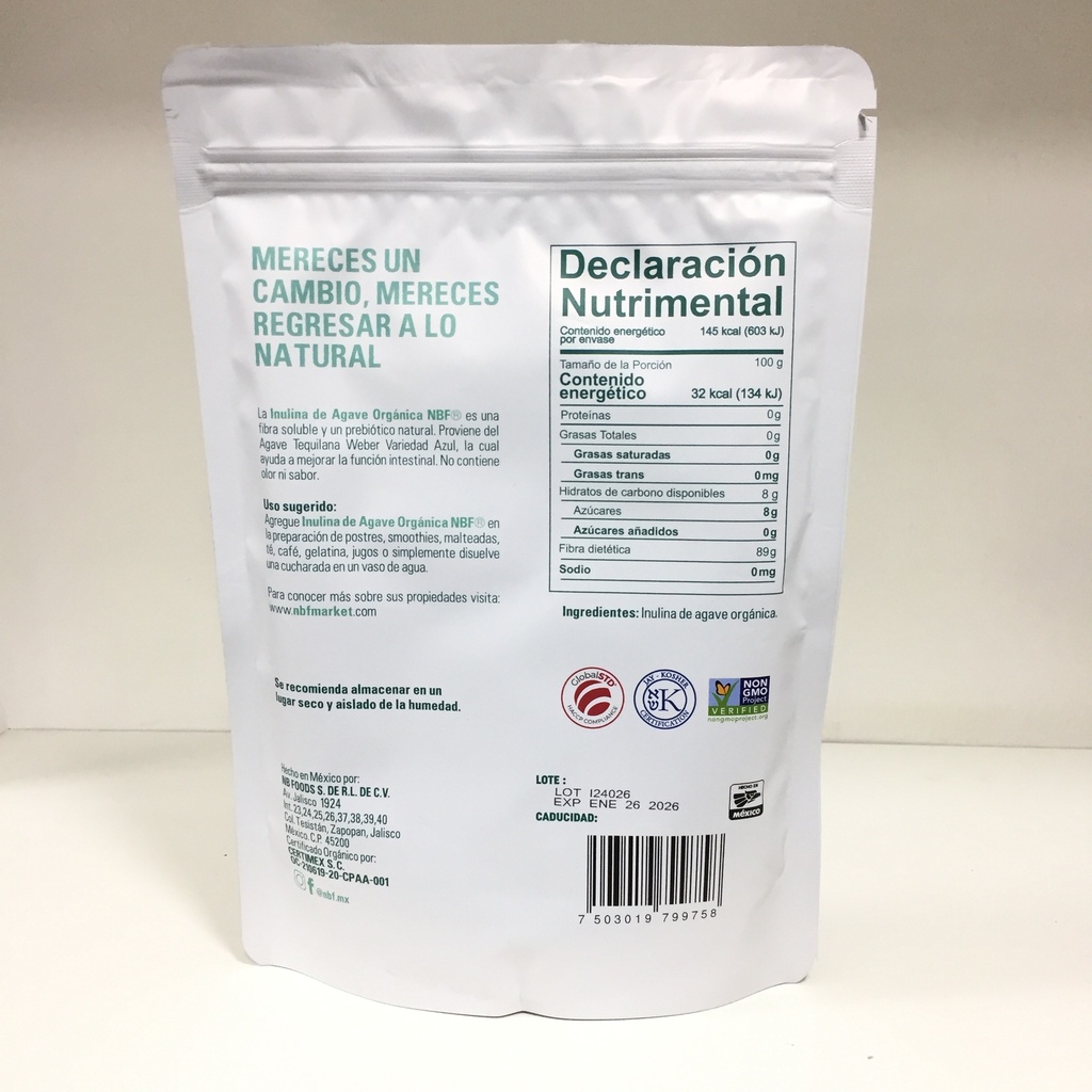 MNMS | Inulina de Agave Prebiotico 100% Natural | 454g