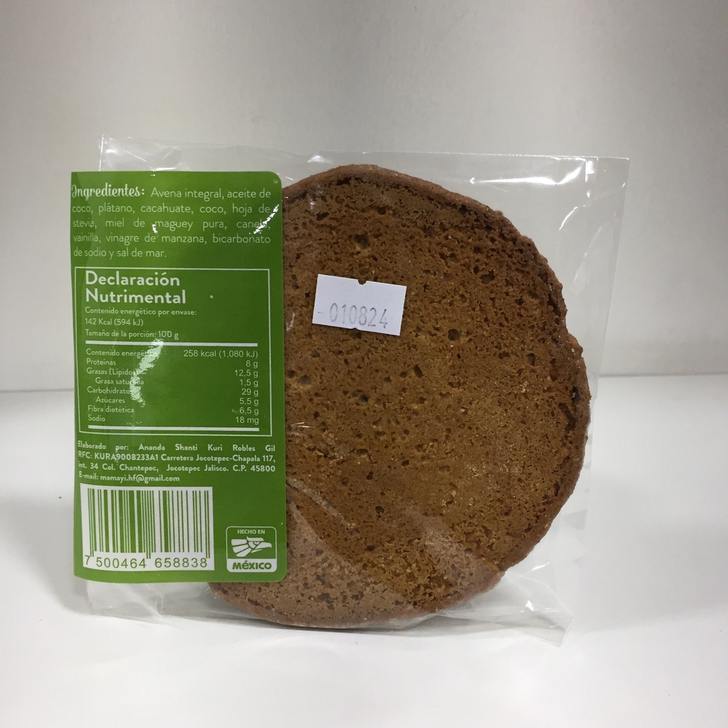 Mamayi | Galleta Vegana de Crema de Cacahuate y Platano | 1 pza