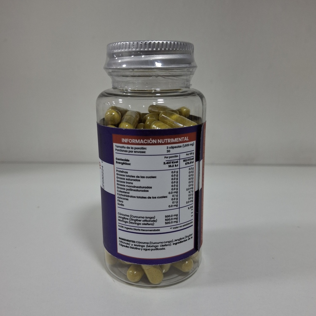 Flow | Curcuma, Jengibre y Moringa | 90 Capsulas