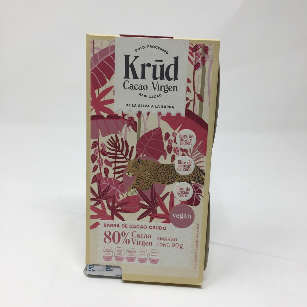 Chocolate Cacao Virgen 80% Amargo | Krud By Karadeniz 90 grs