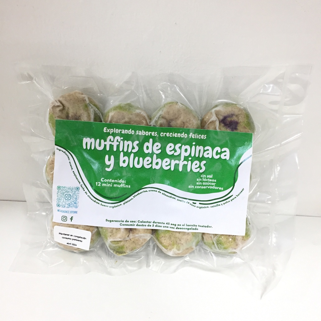 Mini Muffins de Espinaca y Blueberries Sin Azúcar | Casadiez 