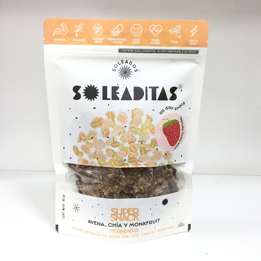 Avena, Chia, Monkfruit y Fresa Hojuelas | Soleados 90 g