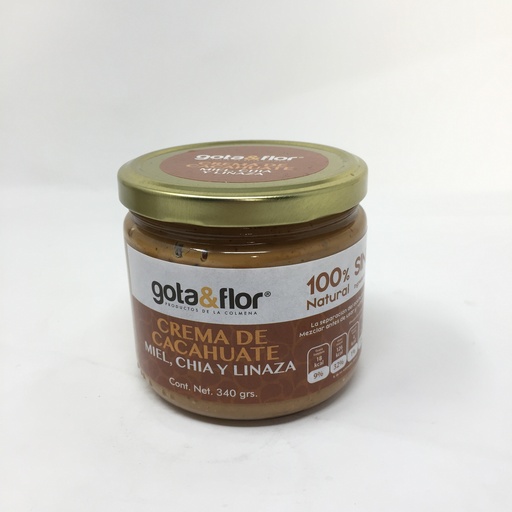 Crema de Cacahuate con Miel, Chia y Linaza | Gota y Flor 340 grs