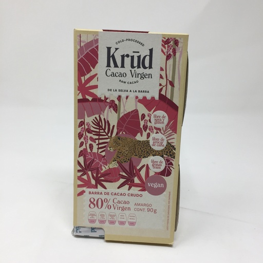 Chocolate Cacao Virgen 80% Amargo | Krud By Karadeniz 90 grs